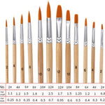 แปรงทาสี 12 ชิ้น - แปรงสีน้ำ - แปรงสีน้ำมัน - แปรงทาสีแบน - อุปกรณ์ศิลปินไม้ - ขนาด 2 4 6 8 10 12