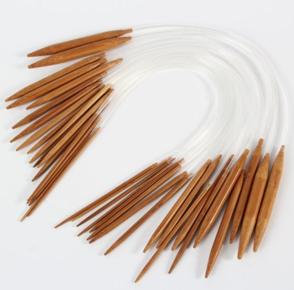 18 Pcs 16 32 inches Circular Knitting Needles Set - Bamboo Wood Crochet Hook Kit  - Kit Aiguilles Circulaires - Breinaalden Set - Starter
