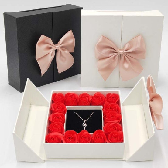 Jewelry Packaging Box, Rose Flower Gift Box For Earring Necklace Ring Earring, Bulk Wholesale Cardboard Paper Box, Wedding Favor Wife