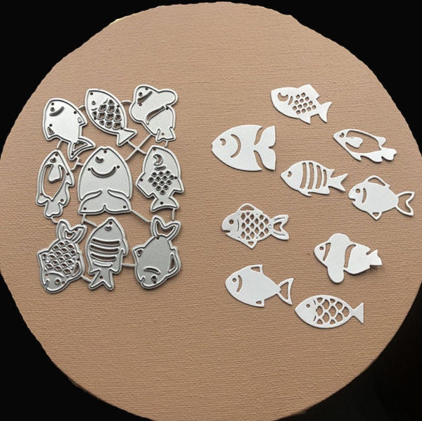 Pemotong Logam Ikan - Pemotong Kraf Kertas - Pemotong Logam - Pemotong Scrapbooking - Buat Kad DIY - Stensil Timbul Potong Die