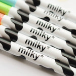 ชุดปากกาสี 12 ชิ้น - ดีไซน์หมึกพาสเทล Milky Cow - ปากกาวาดภาพงานศิลปะ งานฝีมือ - ปากกาคัดลายมือหลายสี อุปกรณ์โรงเรียน