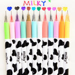 ชุดปากกาสี 12 ชิ้น - ดีไซน์หมึกพาสเทล Milky Cow - ปากกาวาดภาพงานศิลปะ งานฝีมือ - ปากกาคัดลายมือหลายสี อุปกรณ์โรงเรียน