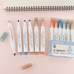 Retro Color Highlighter Pen Set - Rainbow Color - Highlighter Marker Pen - Study Supplies - School Office Stationary - Student Art