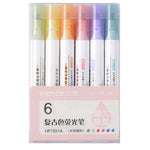 Retro Color Highlighter Pen Set - Rainbow Color - Highlighter Marker Pen - Study Supplies - School Office Stationary - Student Art