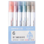Retro Color Highlighter Pen Set - Rainbow Color - Highlighter Marker Pen - Study Supplies - School Office Stationary - Student Art