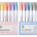 Retro Color Highlighter Pen Set - Rainbow Color - Highlighter Marker Pen - Study Supplies - School Office Stationary - Student Art
