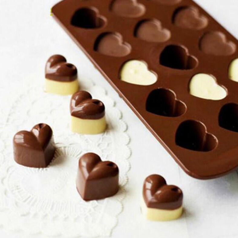 Heart Chocolate Mold - Heart Shaped Silicone Mould for Wax, Chocolate, Cake Making - Resin Mold - Baking Mold - Plaster Mold - Gummy Ice