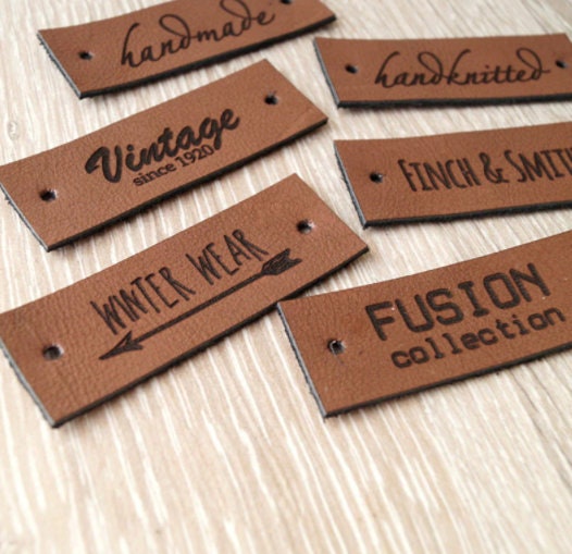 Custom Leather Tags, Clothing Labels, Leather Labels, Custom Leather Label,  Clothing Tags, Custom Labels, Garment Labels, Knitting Tag 