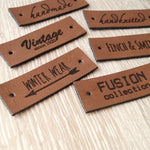 Aangepaste kledinglabels, leren labels voor handgemaakte items, gepersonaliseerde breilabels, haaklabels, kledinglabels, stoffen labels, naaien