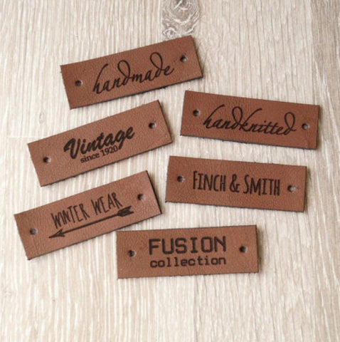 Custom Clothing Labels, Leather Labels For Handmade Items, Personalized Knitting Labels, Crochet Tags, Garment Labels, Fabric Labels, Sewing