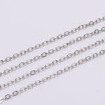 Jewelry Chain Iron Cable Style 5 Meter Length - 1.5 mm 2 mm 2.5 mm 3.5 mm Links - Gold Silver Black - Wholesale Bulk Flat Cable Chain