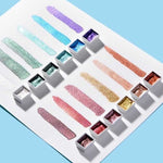 ชุดสีน้ำทึบ 12 สี เนื้อสีมีผิวสัมผัสมุก เมทัลลิก กลิตเตอร์ พกพาสะดวก อุปกรณ์ศิลปะการวาดภาพ พาเลทสีน้ำ