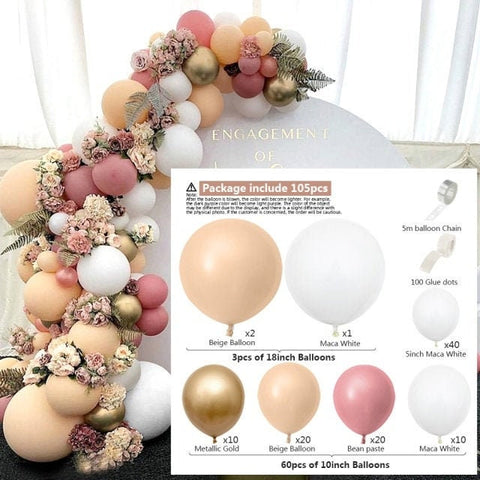 105 PCS Peach, Rose Gold Balloons Garland Arch Kit for Baby Shower Birthday Wedding Party Decorations, Anniversary