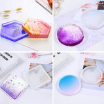 Coaster Mold, Resin Casting Molds, Hexagon Square Heart Circle Silicone Epoxy Jewelry Pendant, Round Agate Making Mould Tool, DIY, Fluid