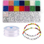 DIY Beads Kit, Beading, Alphabet Letters for Name Bracelets Necklace Jewelry Making and Craft, Glass Colorful Seed Beads, Accessories Gift