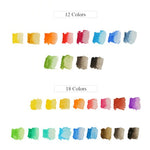 ชุดสีน้ำพร้อมพู่กันสีน้ำ - ปากกาสีเม็ดสีแน่น อุปกรณ์วาดภาพ อุปกรณ์ศิลปะ ศิลปินมืออาชีพ สีพกพา 12 18 24 36 สี