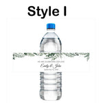 Custom Water Bottle Label - Wedding Water Bottle Label - Printed Personalized Sticker - Eucalyptus Branch - Wedding Favors Bridal Shower