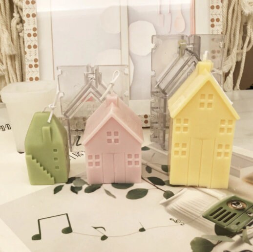 3D House Mold For Candle Making Fondant Mousse Cake Chocolate Decoration Candle Plaster DIY Crafting Resin Moulds Soap Mold Polymer Clay