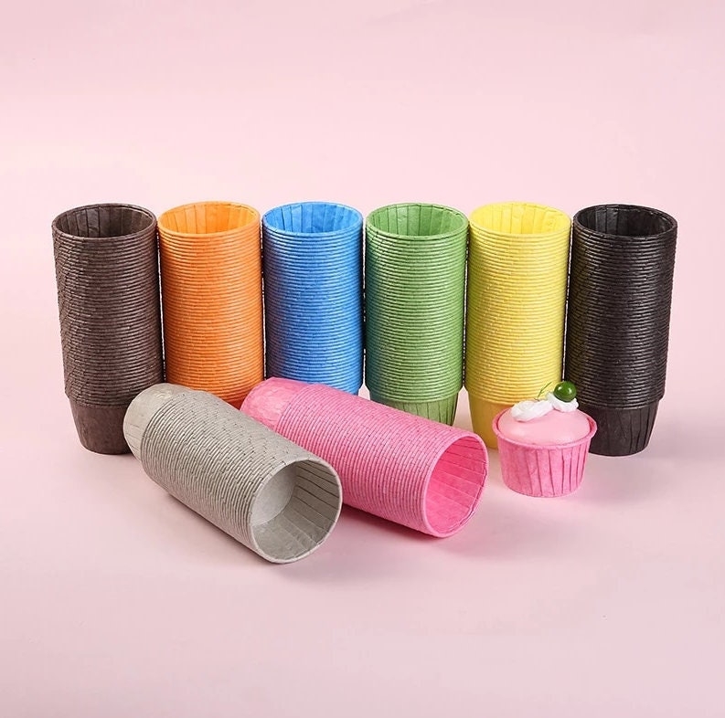100 Solid Color Cupcake Liners, Baking Cup, Cake Cups Candy Cups Paper Dessert Cups Rainbow Party, Birthday Favor DIY Toppers, Wedding Favor