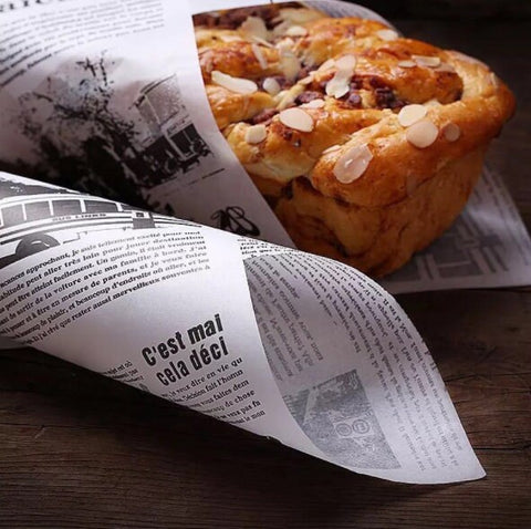 200 Pcs Brown White Kraft Newspaper Newsprint Style Greaseproof Paper - Food Wrapping Paper - Food Packaging - Soap Paper - Gift Wrap Paper