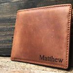 Custom Leather Wallet for Men - Personalized  Wallet for Men - Text Engraved Monogram Wallet - Gift for Him Dad Husband Boyfriend Birthday