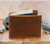 Custom Leather Wallet for Men - Personalized  Wallet for Men - Text Engraved Monogram Wallet - Gift for Him Dad Husband Boyfriend Birthday