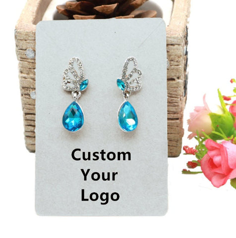 100 Pcs Custom Earing Card - Personalized Necklace Cards with Your Logo Design - Jewelry Display Packaging - Jewellery Custom Tags -