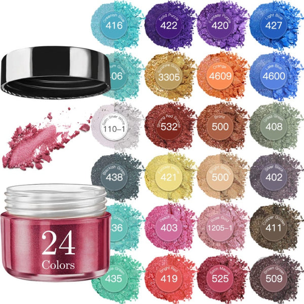 24 Pcs Mica Powder - Pigment Powder - Resin Pigment - Epoxy Resin Coloring - Mica Pigment for Slime Soap Coloring Dye - Bath Bombs