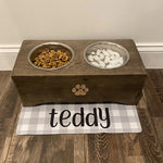 Custom Dog Mat, Pet Feeding Placemat, Personalized Dog Bowl Mat, Pet Food Mat, Puppy Placemat, Neutral Gray Blue Pink Pet Bowl Mat, Dog Lover Gift