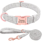 Personalized Dog Collar and Leash Set, Custom Dog Collar with Name Plate, Engraved Dog Collar, Leather Dog Collar, Small Medium Large Dogs