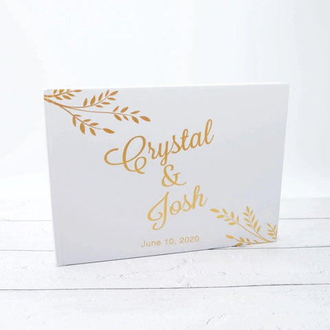Custom Wedding Guest Book, Personalized Wedding Guestbook, Reception Signing Book, Engagement Party Bridal Shower Modern Elegant Blank Book