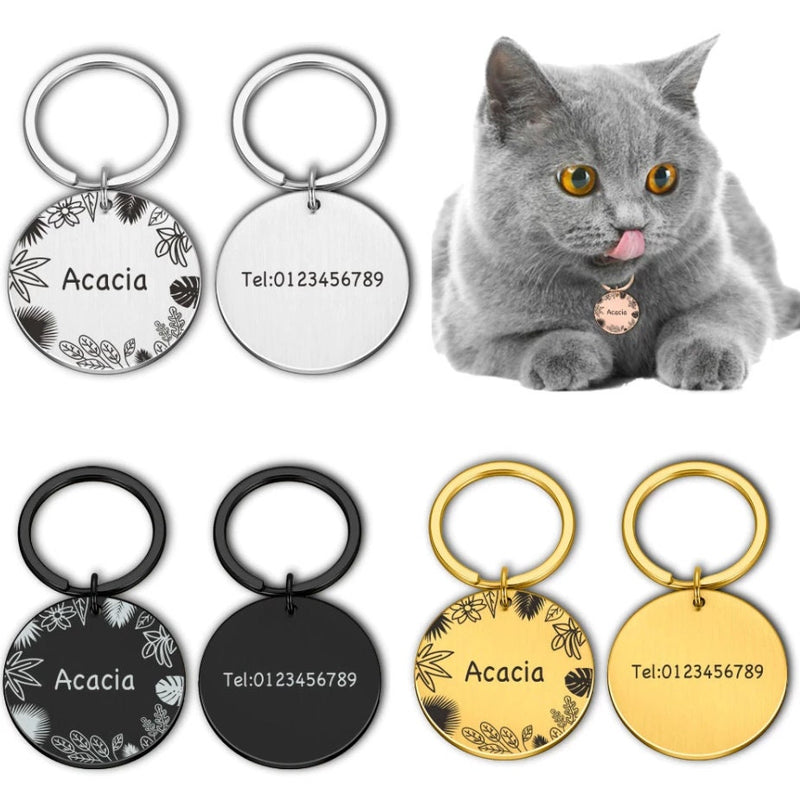 Cat ID Tag, Cat Tag, Round Cat Tag, Personalized Cat Tag, Cat Name Tag, Cat Tag Personalized, Custom Cat Tag, Cat Collar Tag, Small Dog Tag