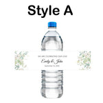 Custom Water Bottle Label - Wedding Water Bottle Label - Printed Personalized Sticker - Eucalyptus Branch - Wedding Favors Bridal Shower