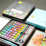 Watercolor Paints Set With Brush - Solid Pigment Pen Painting Supplies Art Supplies Professional Artist Travel Paints 48 Pieces