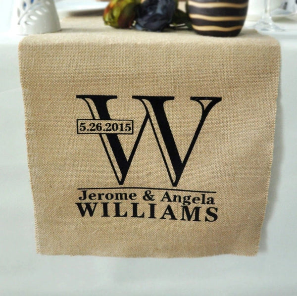 Chemin de table en toile de jute personnalisé - Décoration de vacances personnalisée - Chemin de table de mariage - Décor de maison de ferme - Écologique - Cuisine Salle à manger