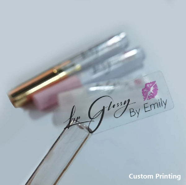 100 Custom Lip Gloss Packaging Sticker, Personalized Lip Balm Logo Stickers Labels, Lip Gloss Packaging Cosmetics Small Favor Stickers Sheet