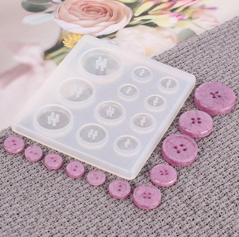 Button Mold - Four Hole Rimmed Button Flexible Silicone Mould for Crafts, Jewelry, Scrapbooking, Sewing, Resin, Polymer Clay, Epoxy Casting