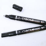 3 Pcs Silver Mirror Finish Chrome Marker - Metallic Permanent Paint Marker - Fine Line - For Cars Shoes Plastic Stone Ceramic Glass Tile