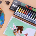 Acrylic Paint Set - Paints For Ceramics Canvas Wood Clay Wall Nail - 12 24 Colors - For Students Artists - Painting Supplies