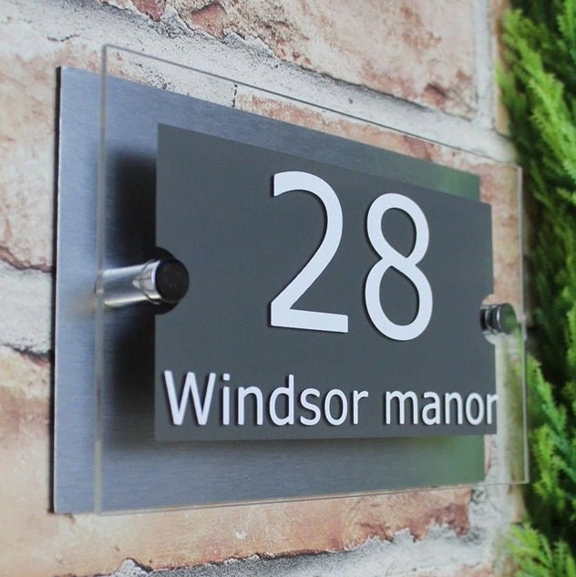Personalized Address Plaque - Modern House Number Sign - Custom House Number Plaque - Housewarming Gift - Outdoor Street Address Porch Sign