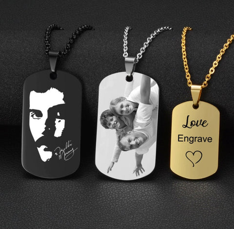 Custom Dog Tag - Personalized Laser Engraved Stainless Steel Military Pendant Style Jewellery - Rock Musicians Birthday Christmas Gift