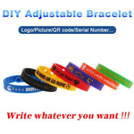 Custom Wristbands - Adjustable Personalized Text Rubber Silicone Bracelet Events, Motivation, Gifts, Support, Fundraisers, Awareness