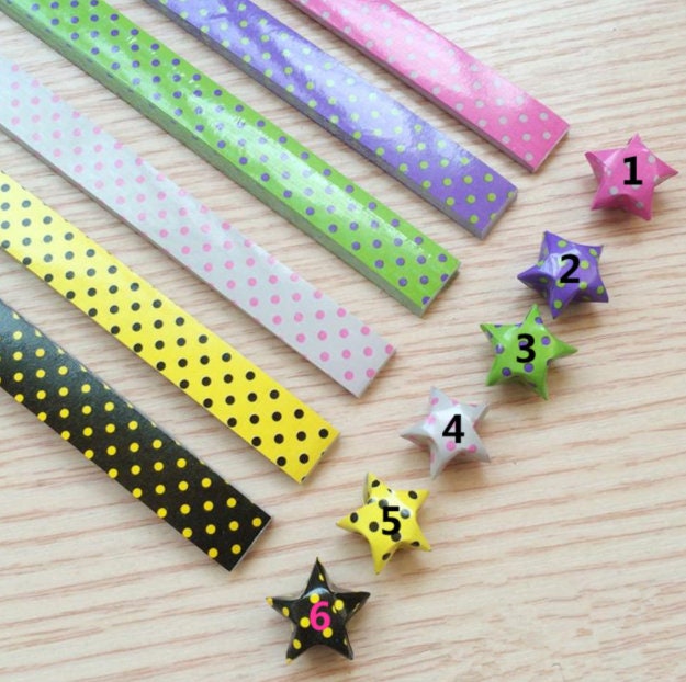 Origami Star Paper Strips, Star Folding Paper, Polka Dot Origami Star –  LightningStore