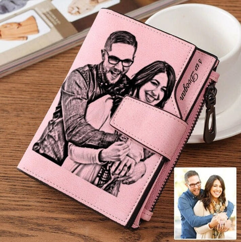 Personalized Womens Wallet - Custom Wallet - Customized Engraved Photo - Portefeuille Personnalisé Femme - Gift for Her Mom Wife Girlfriend