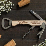 Custom Wooden Beer Bottle Opener Wine Opener Gift, Personalized Wedding Gift for Groom Party, Best Man, Usher, Groomsman Thank You