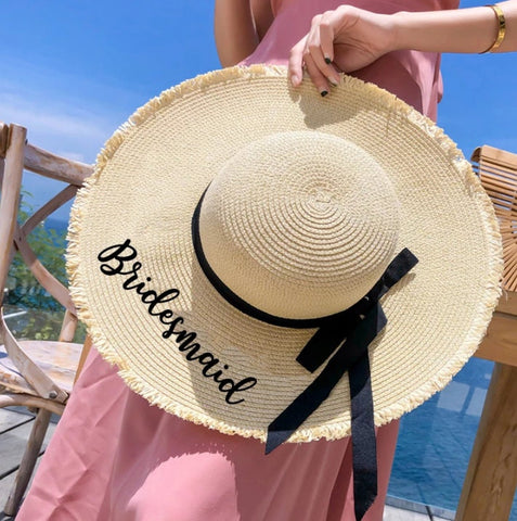 Custom Beach Hat Personalized | Floppy Sun Hat for Honeymoon and Bachelorette party | Bridal Shower Gift | Bridesmaid Gift | Travel Gifts