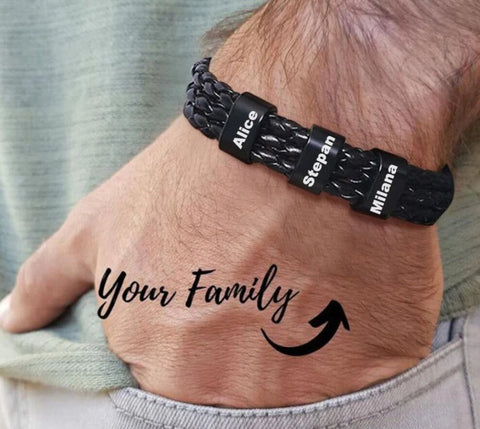 Custom Mens Bracelet - Personalized Name Bracelet for Men - Gift for Him Dad Husband Boyfriend - Fathers Day Christmas Birthday ID Bracelet