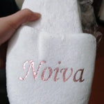 Custom Bride Bridesmaid Slippers Fluffy | Personalized Bridesmaid Gifts | Bachelorette Party | Wedding Gifts | Bridal Shower | Indoor Shoes