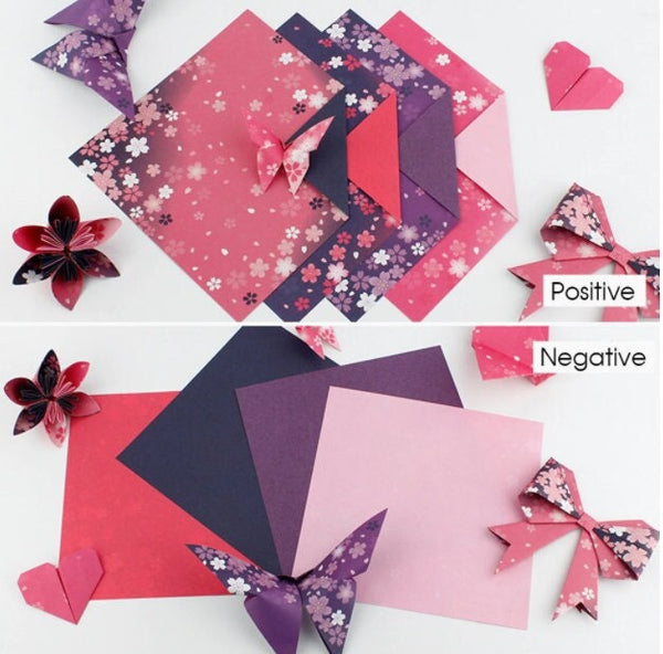 Kertas Origami Merah Ungu Merah Jambu - Kertas Washi Pelbagai Bunga Sakura untuk Scrapbook, Kertas Yuzen, Kertas Chiyogami, Kraf Seni Lipatan DIY