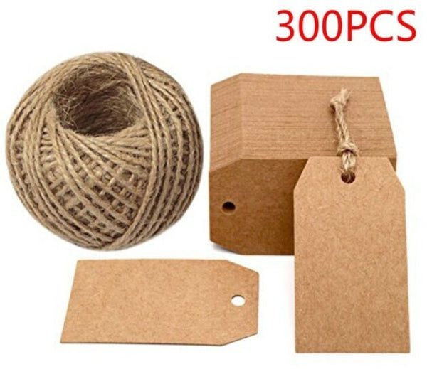 300 Large Kraft Tags - Shipping Tags Supplies Paper Goods Merchandise Tags Bulk Discount Product Label - Blank Jewelry Gift Tags Rustic